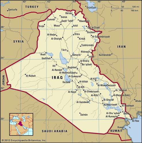 Map of Modern Day Iraq