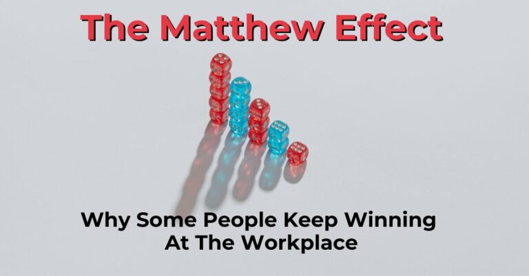 A cover image for an article of Matthew Effect at Workplace showing a stack of dice where the shadows show growth. This represents Matthew Effect at the workplace where people who have growth, keep growing.