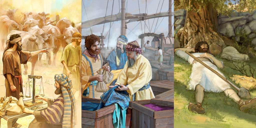 An image showing the three servants from the Parable of Talents explaining the Matthew Effect