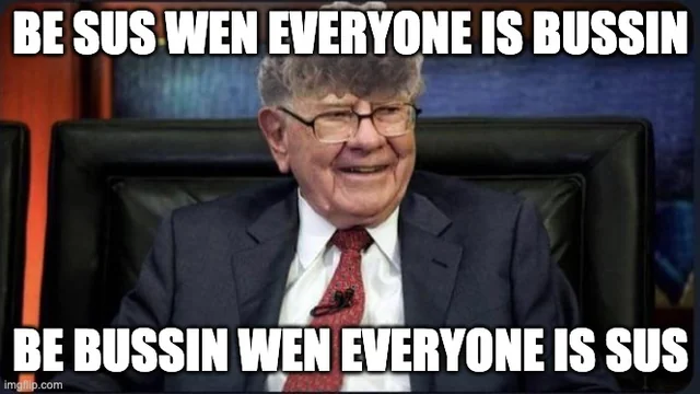 A meme image of Warren Buffett