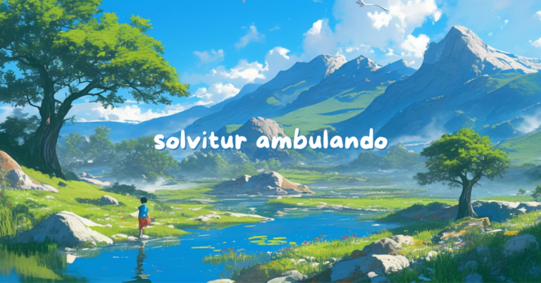 A cover image for an article on solvitur ambulando depicting a person on a walk in a beautiful natural landscape