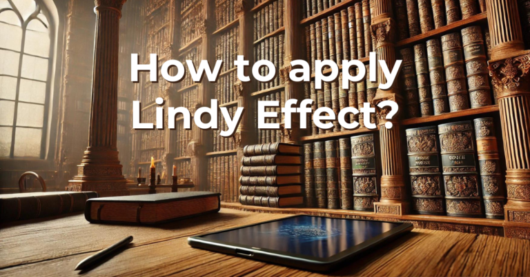 An image on an article explaining Lindy Effect with examples and how to apply it. The image depicts an old library with an ipad showing the contrast of timeless ideas versus the modern technology and the noise it creates.