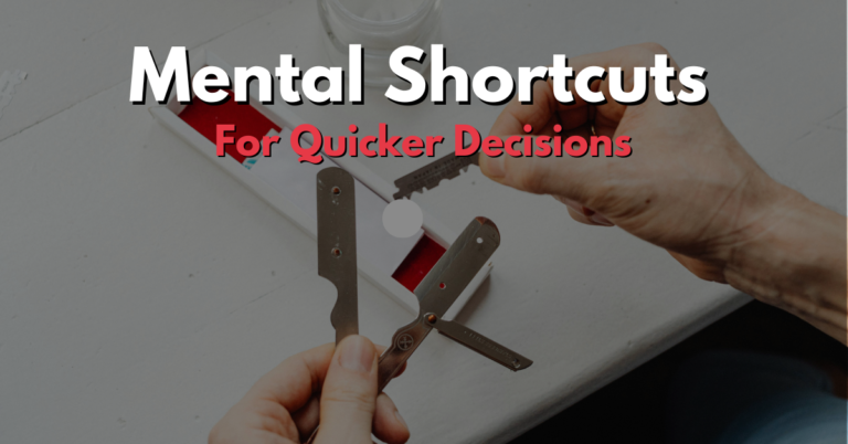 A cover image for an article on mental shortcuts for quicker decisions depicted using a person changing razor. This shows that the article is about razors or mental shortcuts that help people choose quickly.