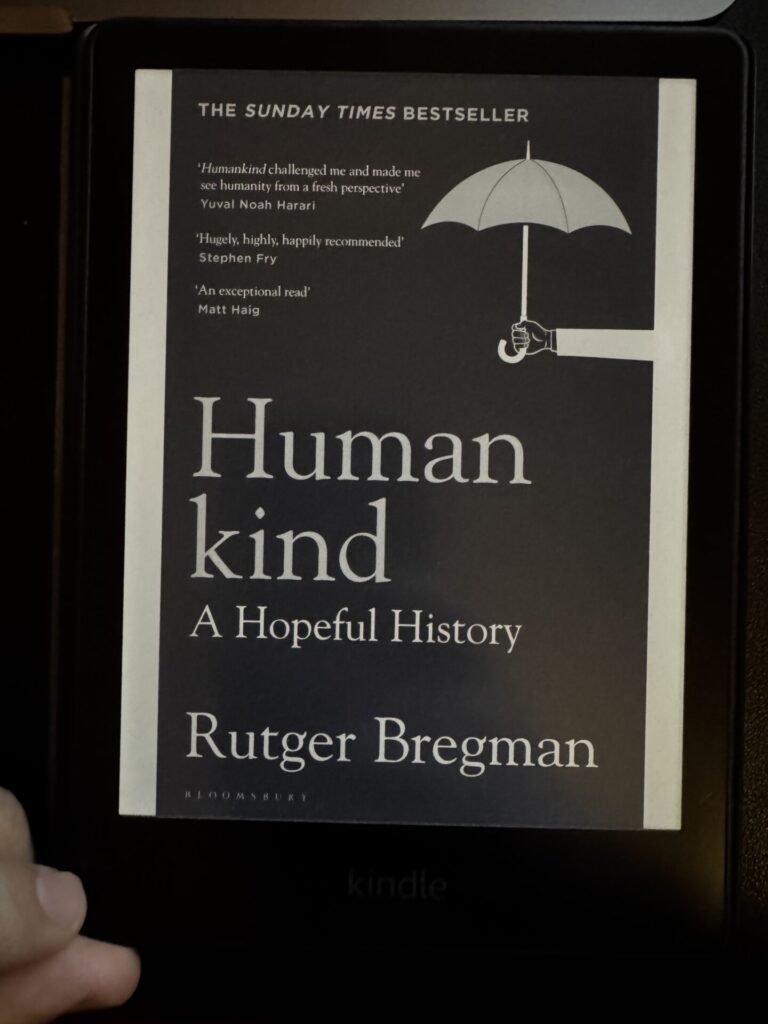 A kindle book cover of Humankind: A Hopeful History for a book review of the book, written by Tapan Desai