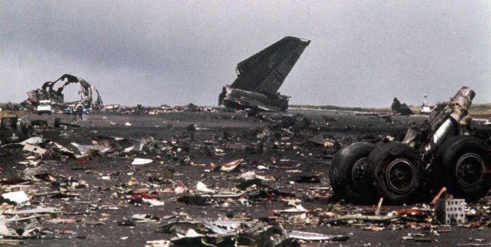 An image of KLM flight 4805 from Tenerife Airport in 1977 for an article explaining the Swiss Cheese model.